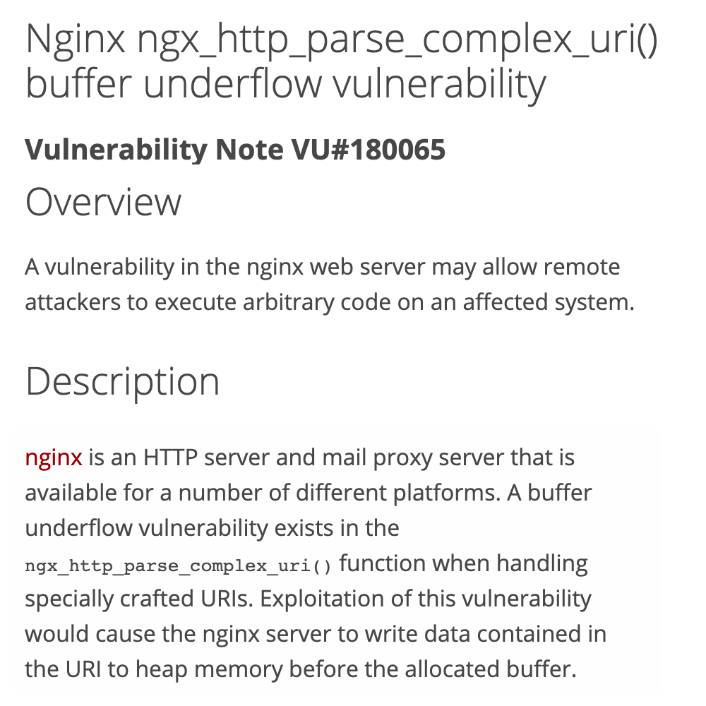 An Nginx vulnerability