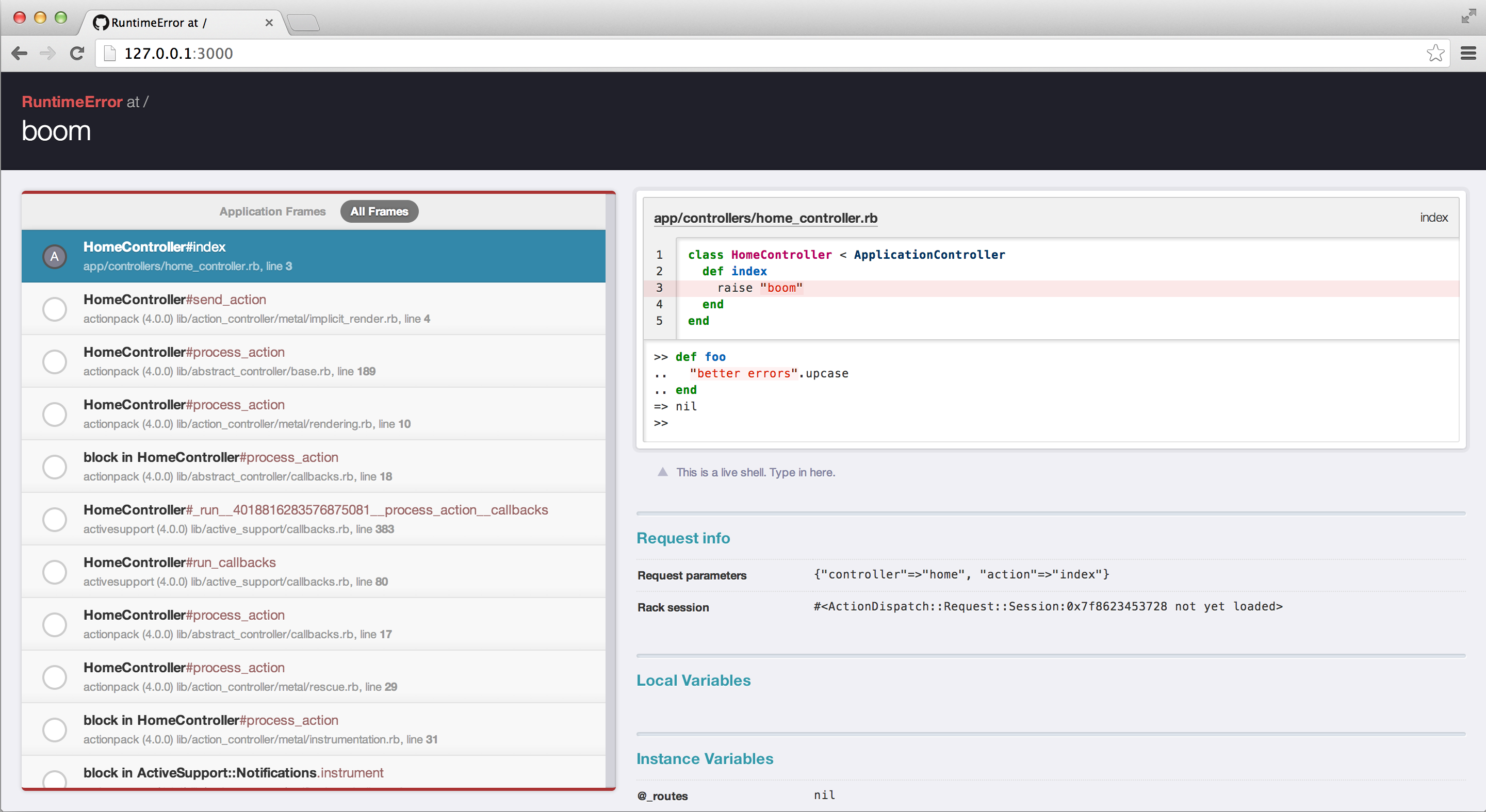 An example of verbose error reporting